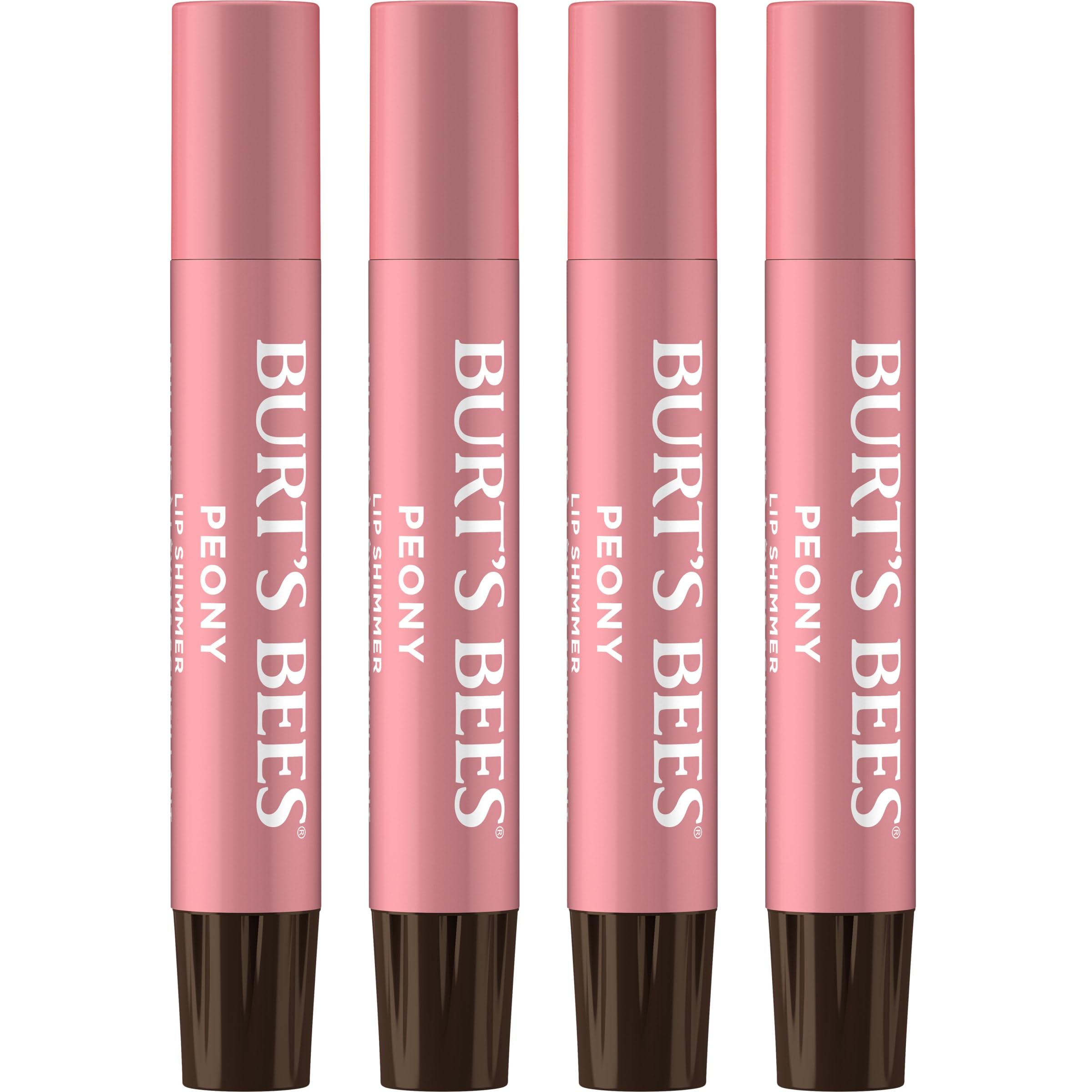 Burt's Bees Lip Shimmer Peony tube with rosy pink glow and moisture boost