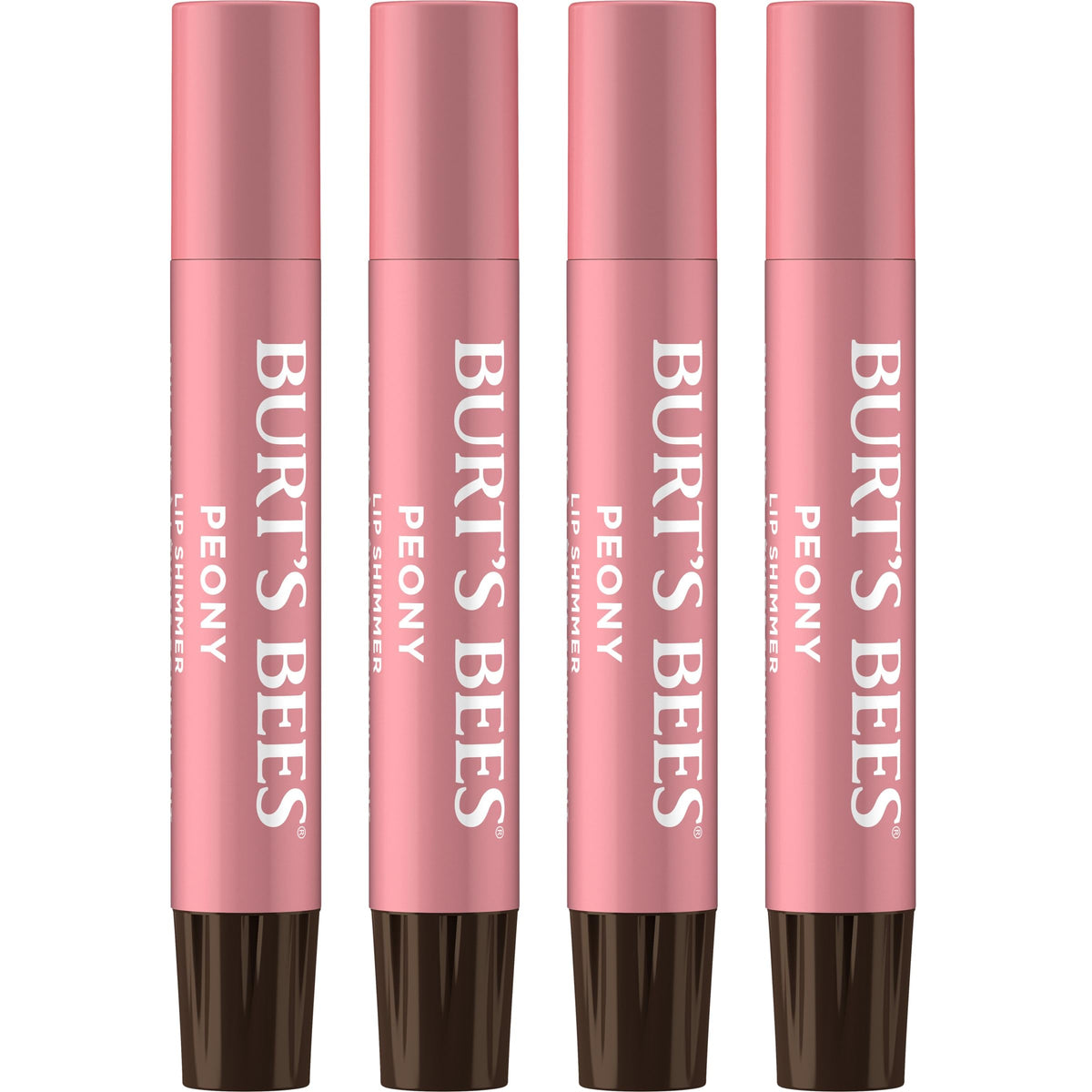 Burt's Bees Lip Shimmer Peony tube with rosy pink glow and moisture boost