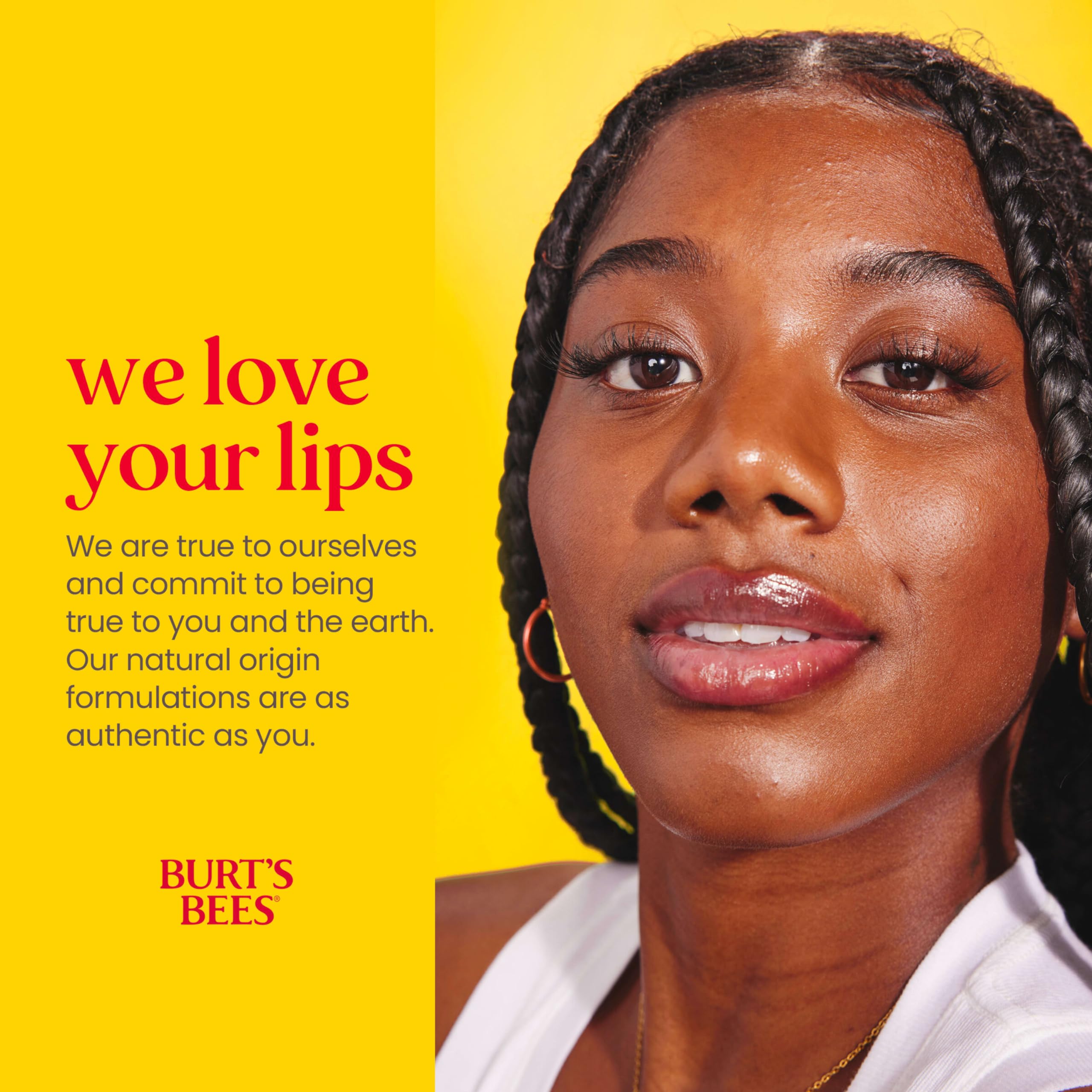 Burt's Bees tube in hand to show compact size and travel convenience