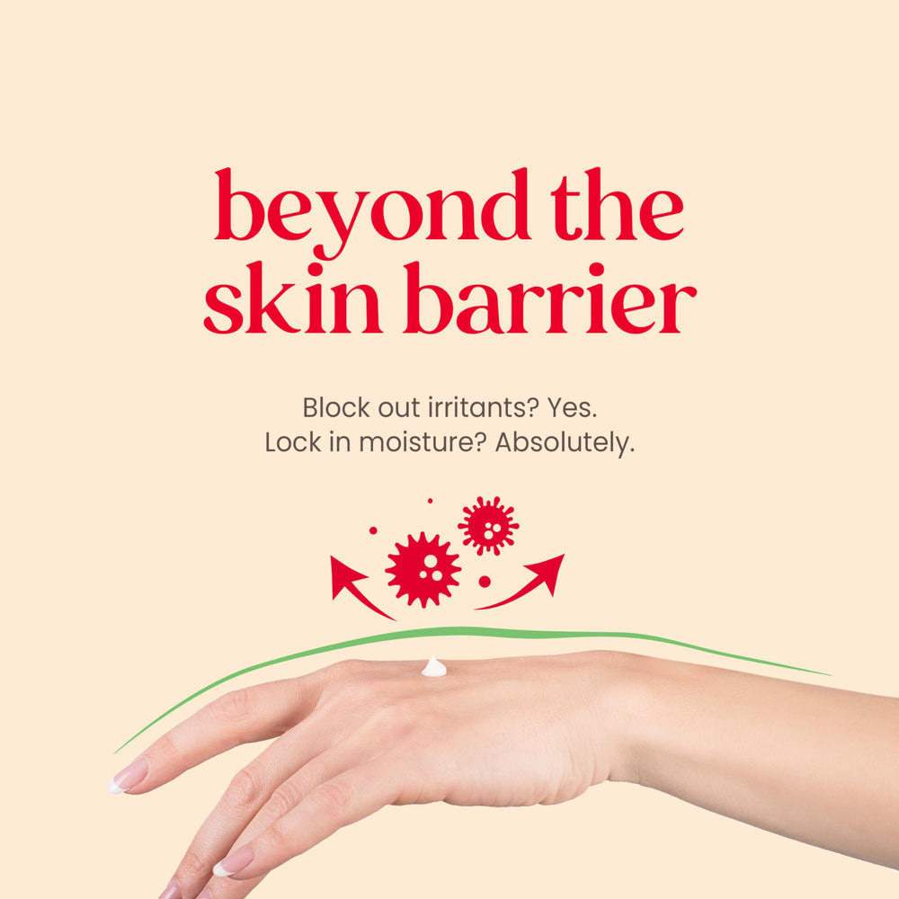 Burt's Bees calming day lotion being spread on skin for quick absorption.
