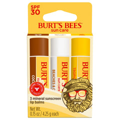 Burt's Bees SPF30 Coco Loco lip balm tube with mineral sun protection