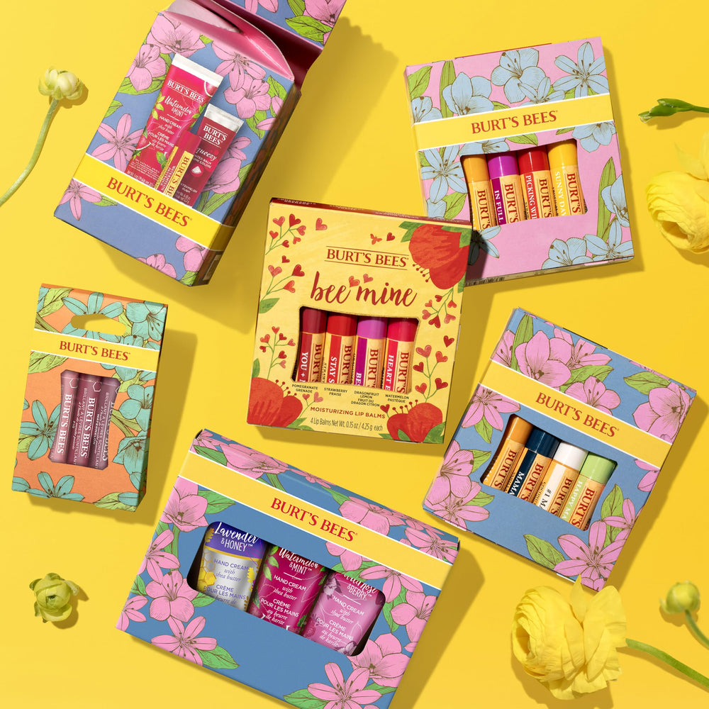 Burt's Bees Strawberry flavor lip balm with matte finish appeals to gift seekers.