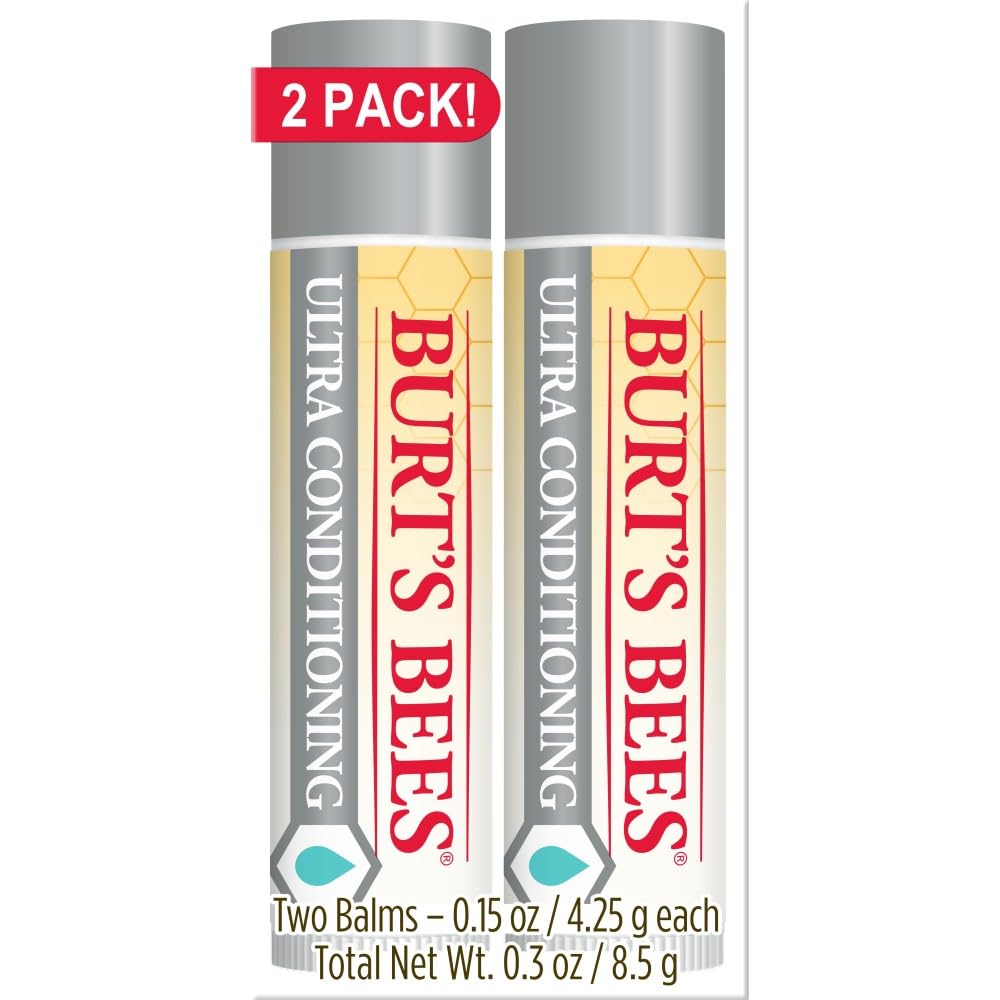 Burt's Bees Ultra Conditioning Lip Balm pack-hero provides daily lip nourishment.