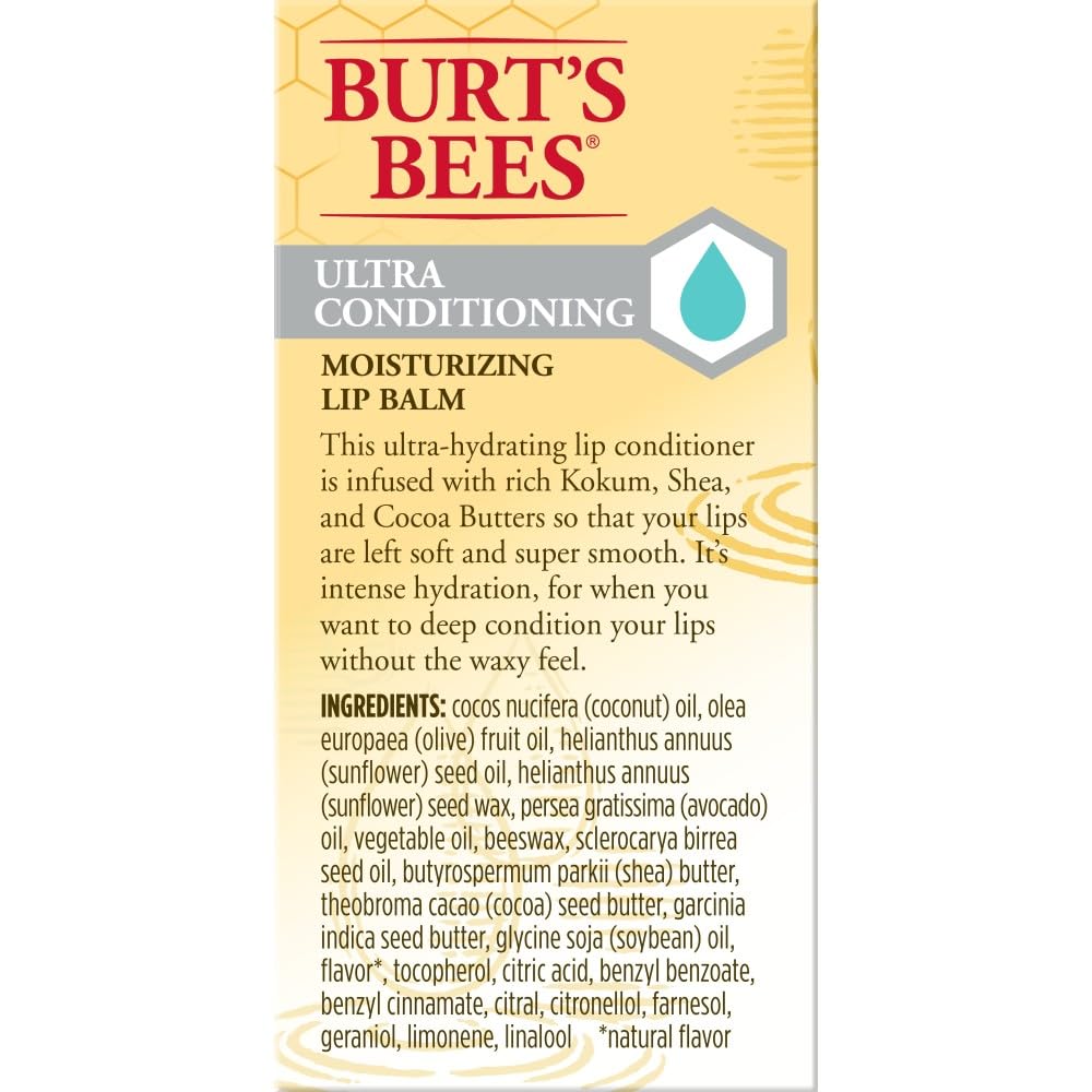 Burt's Bees Ultra Conditioning Lip Balm twist showcases easy on-the-go application.