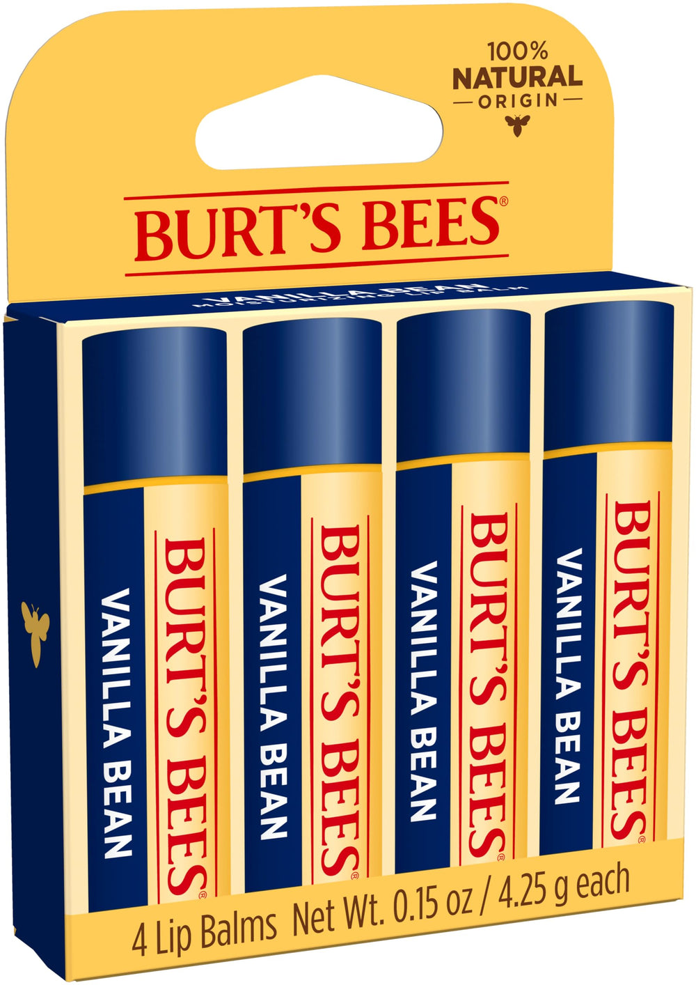 Burt's Bees Vanilla Bean lip balm vanilla flavor for a soothing aroma.