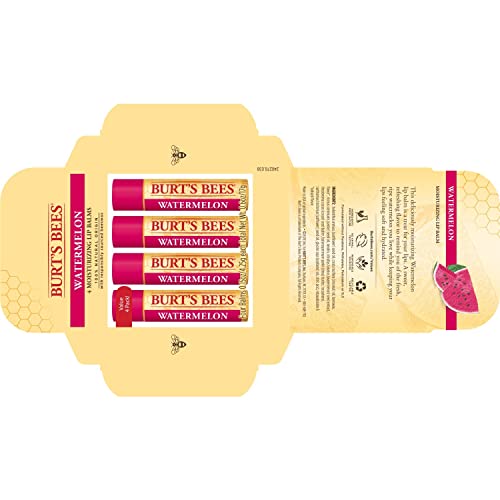 Burt's Bees Watermelon Lip Balm four-tube pack for sharing.