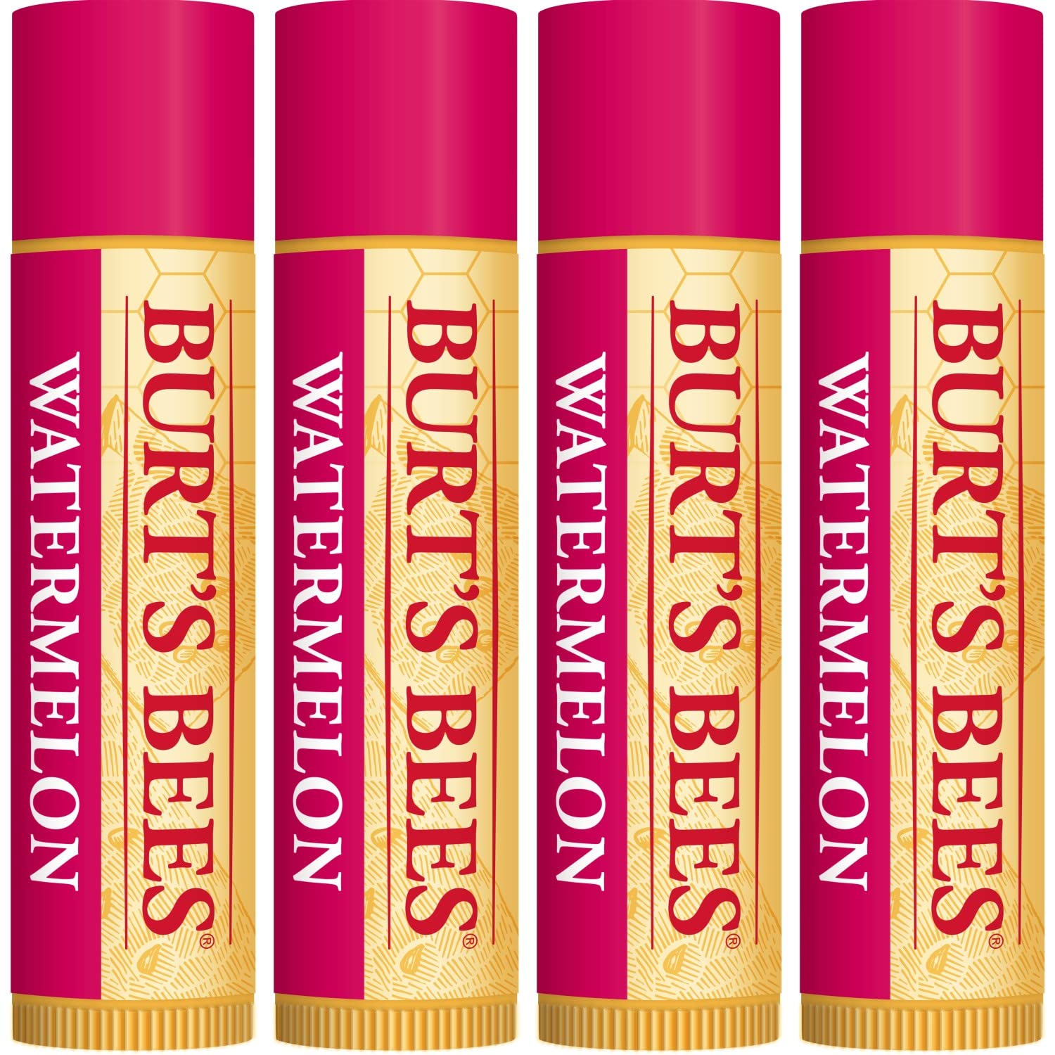Burt's Bees Watermelon Lip Balm packaging close-up, pocket-friendly for on-the-go care.