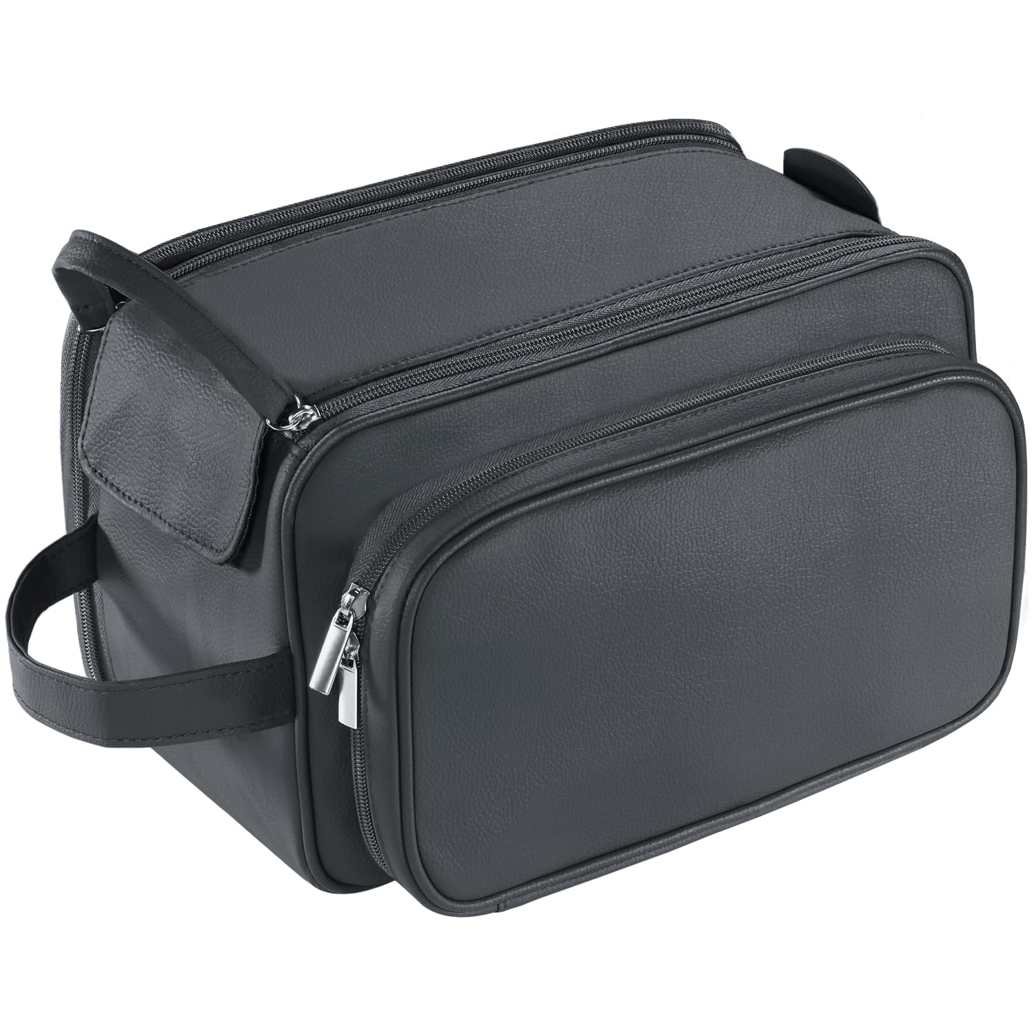 Buruis extra-large toiletry bag black front view—durable travel organizer