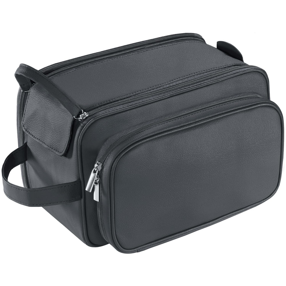 Buruis extra-large toiletry bag black front view—durable travel organizer