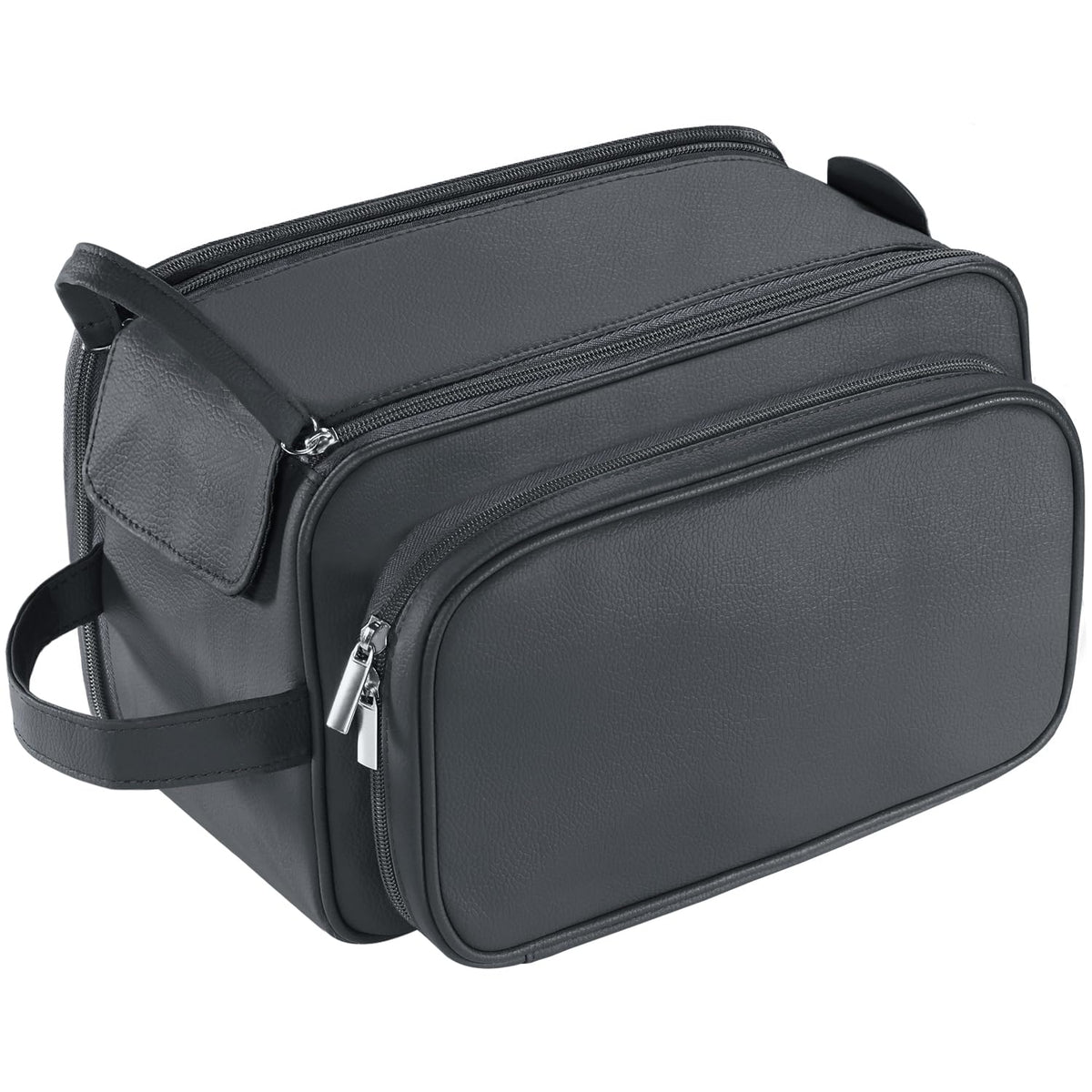 Buruis extra-large toiletry bag black front view—durable travel organizer