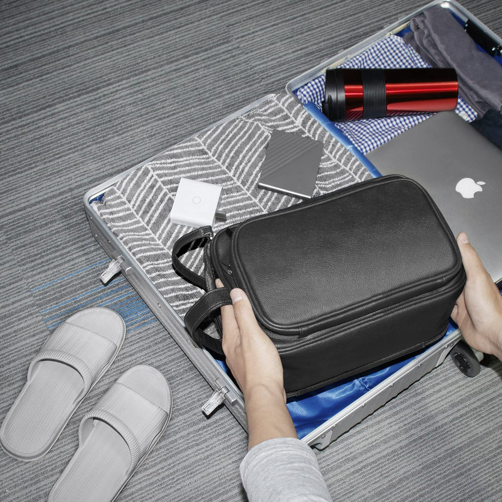 Buruis extra-large toiletry bag black open wide view—fast access to essentials