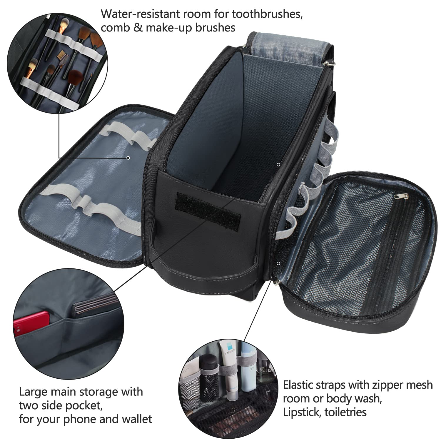 Buruis large capacity 12x7.5x7 inches keeps grooming gear organized
