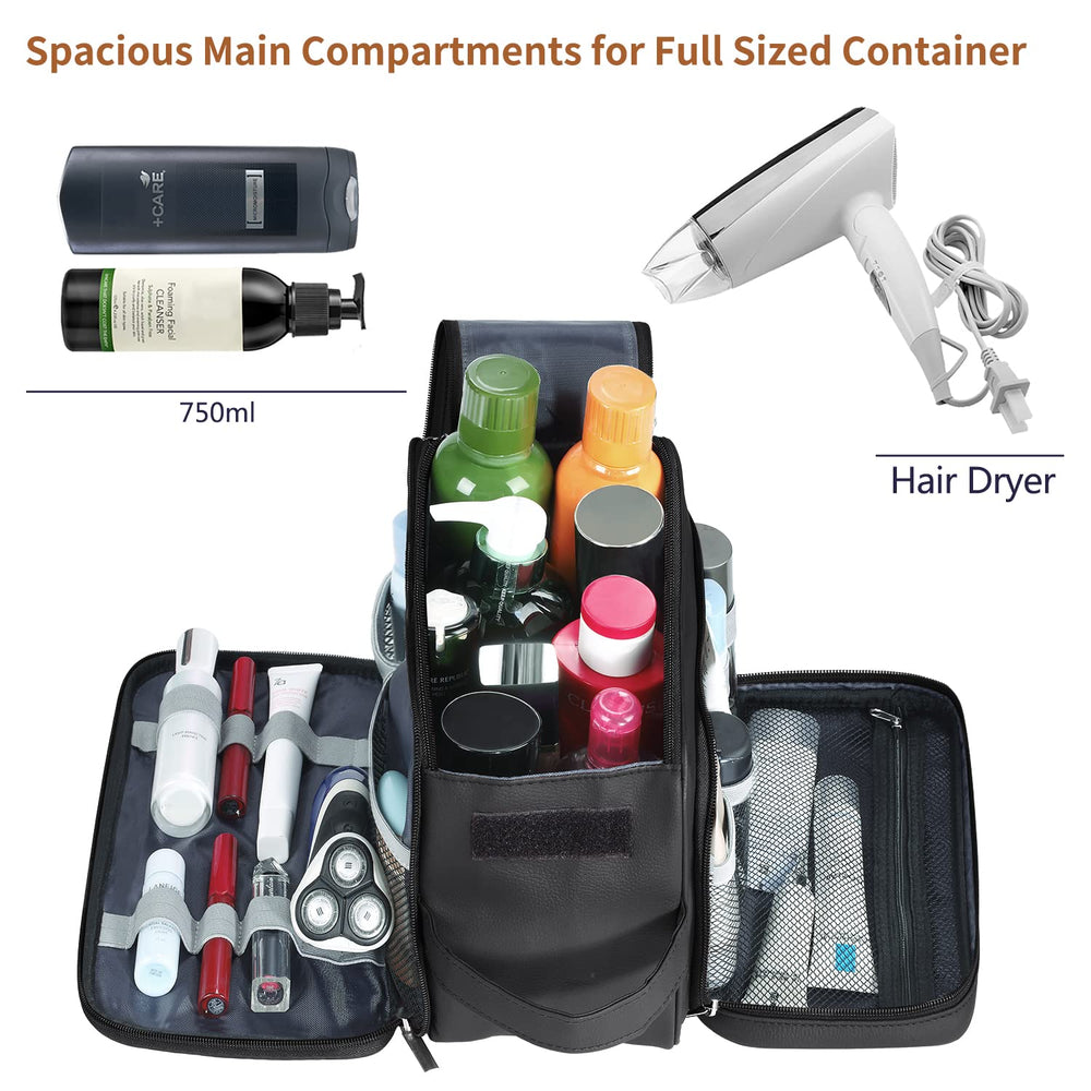 Buruis travel toiletry bag leather handle for easy carrying on trips