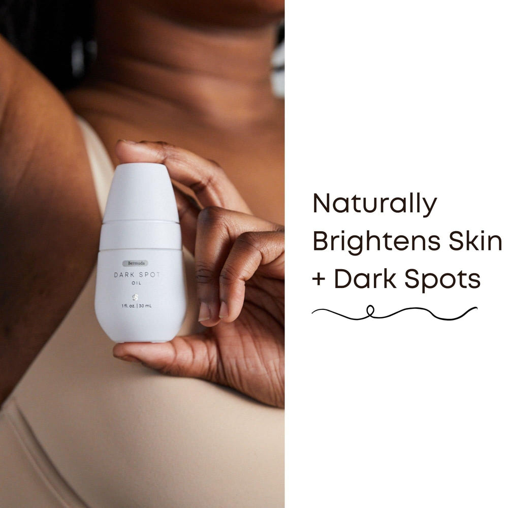 Bushbalm Bermuda Oil application scene shows soothing drops for post-shave relief.