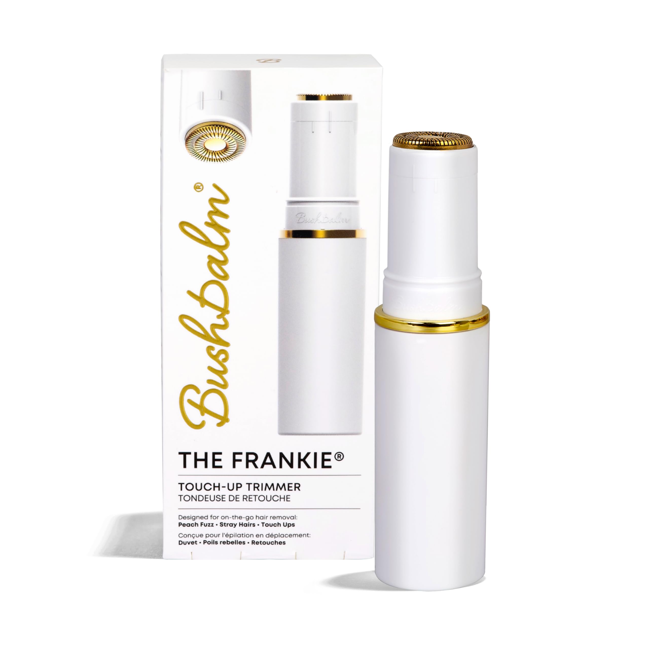 Bushbalm Frankie trimmer closeup shows precise, gentle hair removal for delicate areas