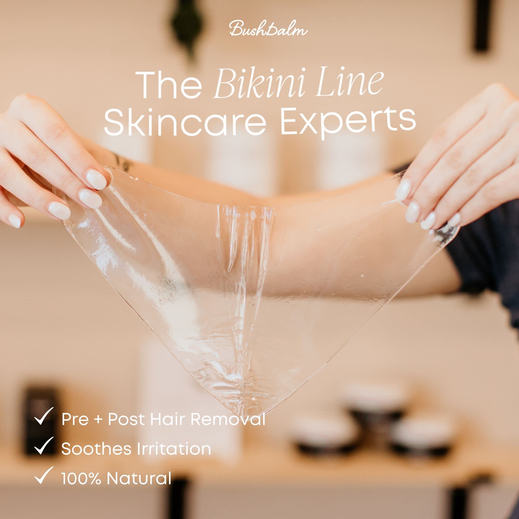 Bushbalm hydrogel vajacial mask paired with soothing oils enhances post-care ritual.