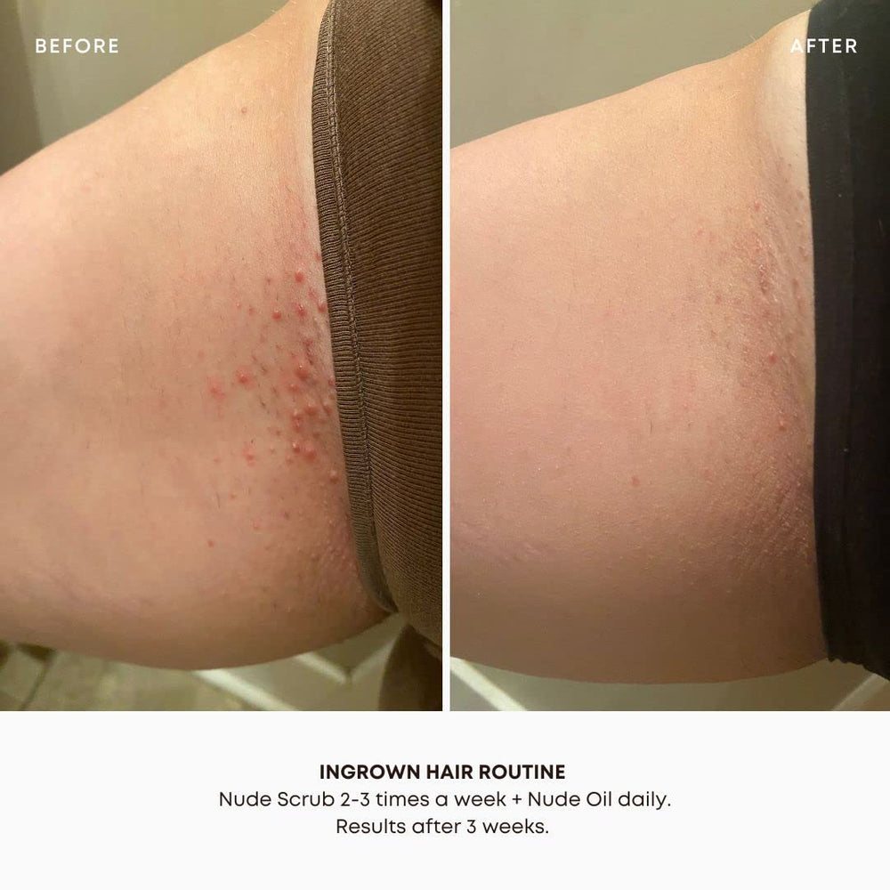 Bushbalm Nude Oil application hands shows soothing hydration after shaving