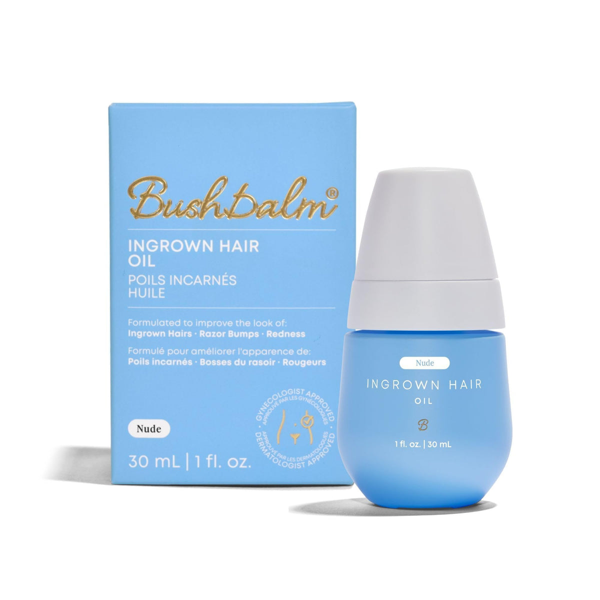Bushbalm Nude Oil bottle for post-shave comfort
