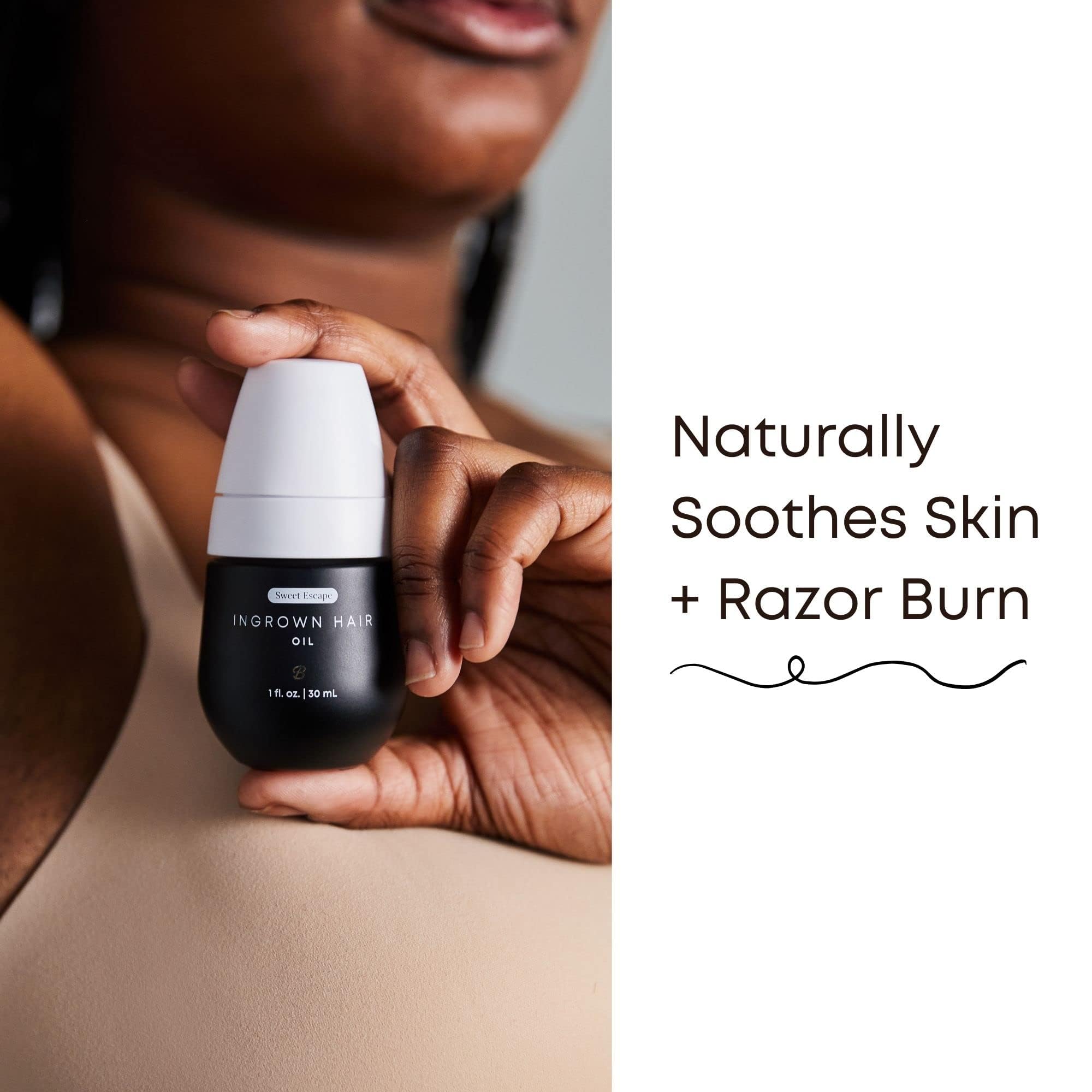 Bushbalm Sweet Escape Oil being applied reveals soothing touch after shaving.