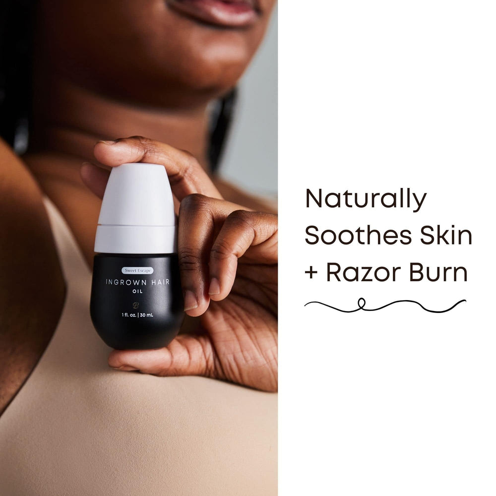 Bushbalm Sweet Escape Oil being applied reveals soothing touch after shaving.