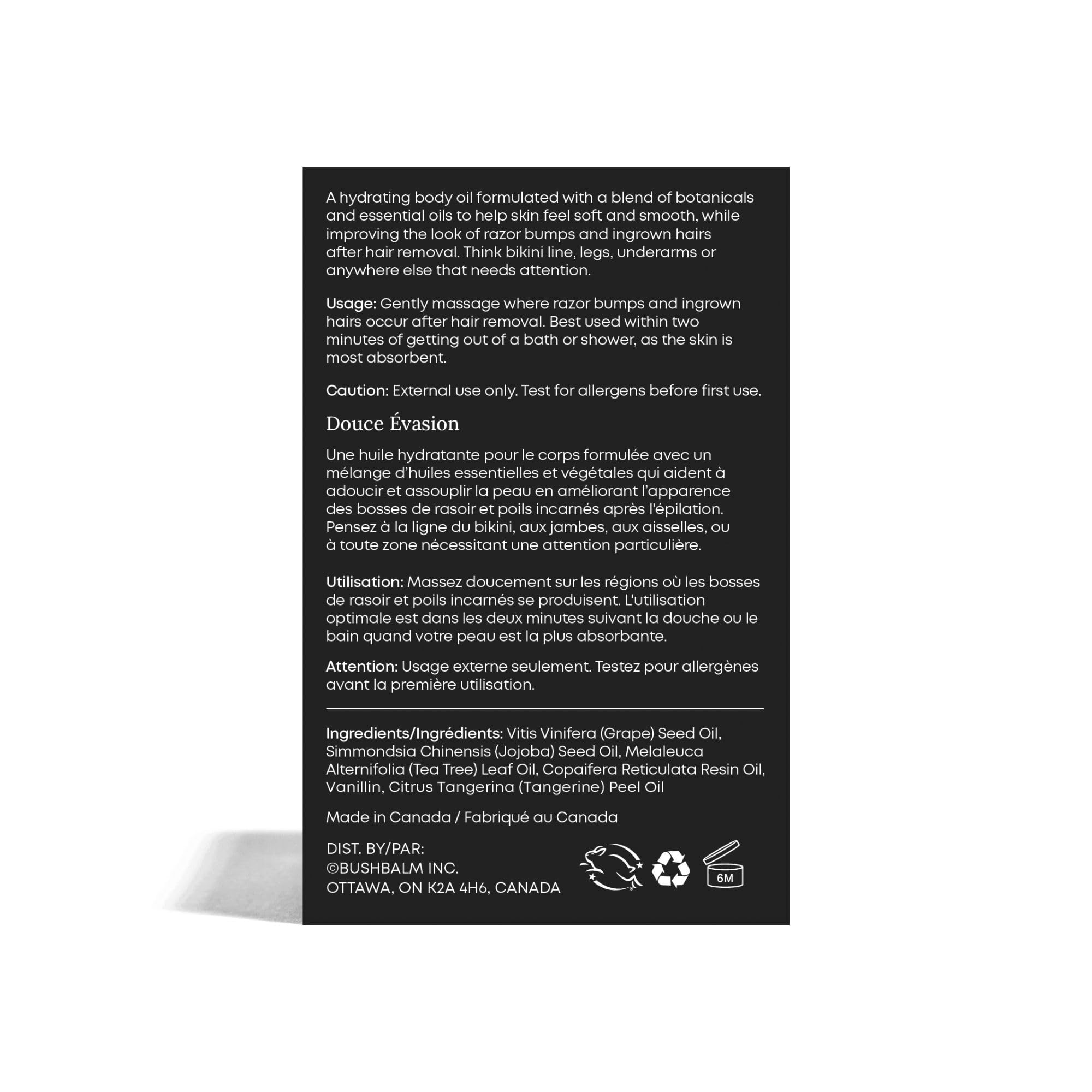 Bushbalm Sweet Escape Oil travel-friendly bottle for on-the-go care.