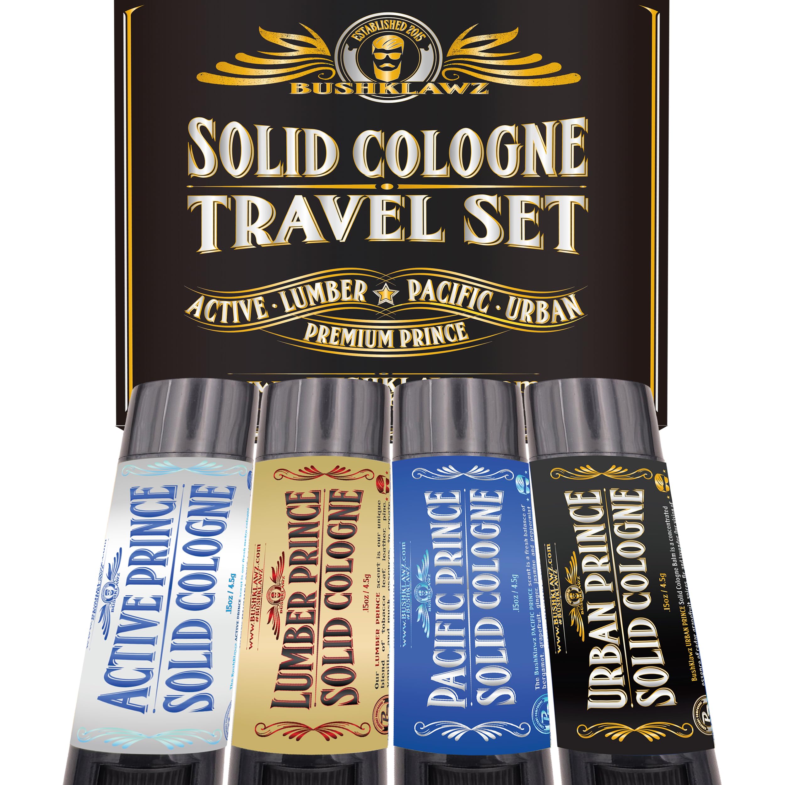 BushKlawz Lumber Prince solid cologne stick in rugged travel-ready format