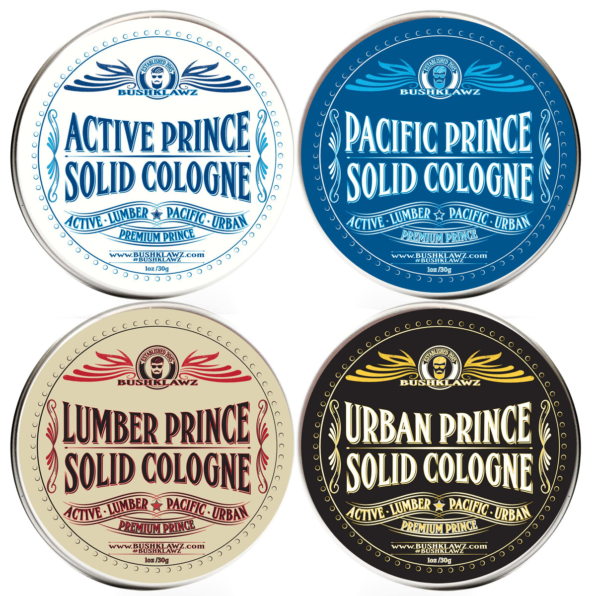 BushKlawz Lumber Prince tin shown for on-the-go scent enhancement.