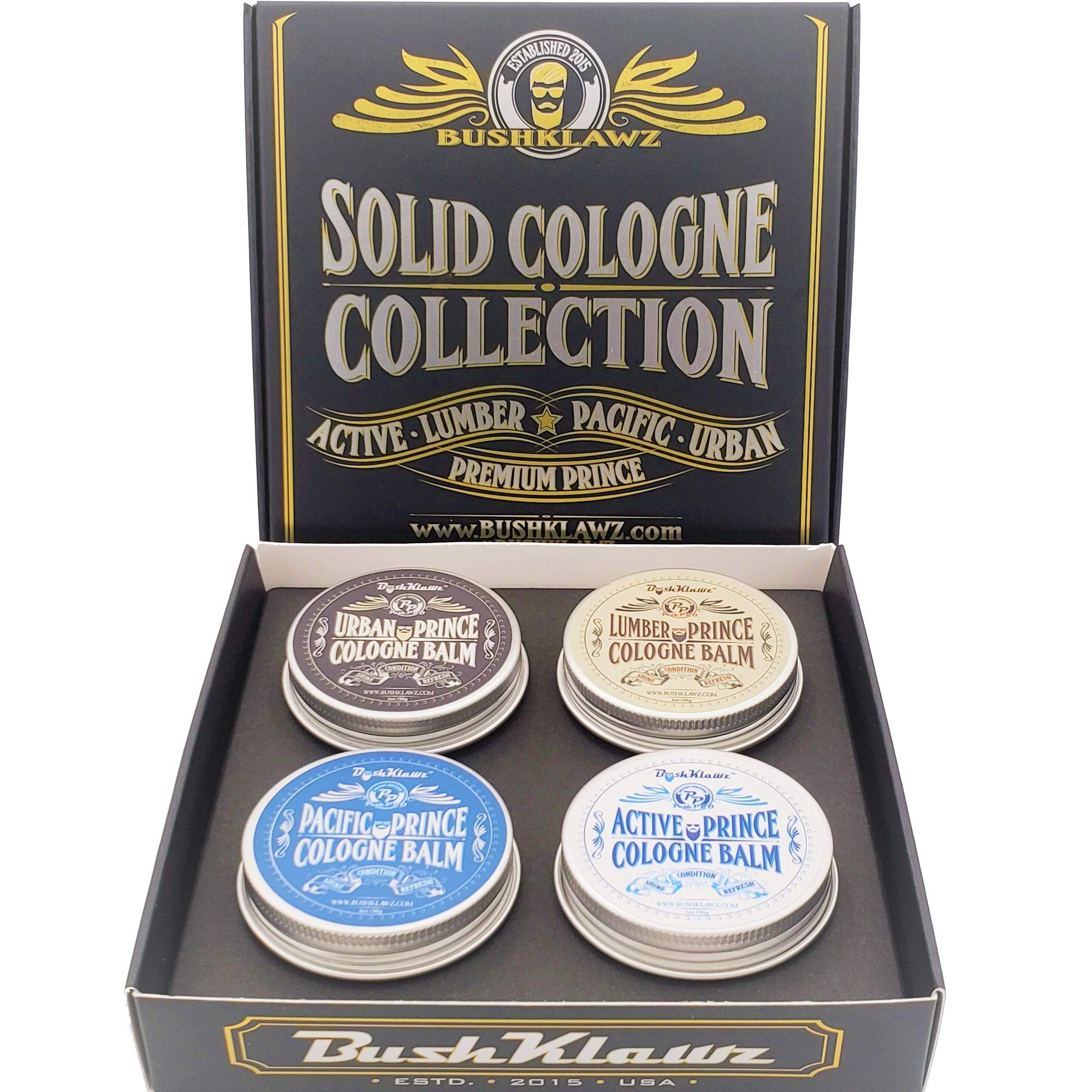 BushKlawz Pacific Prince tin shown with oceanic freshness.