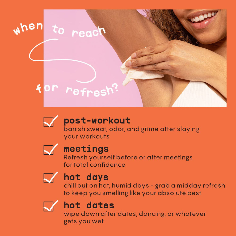 BUSYCO Refresh Line Deodorant Wipes texture zoom highlights pore care potential.
