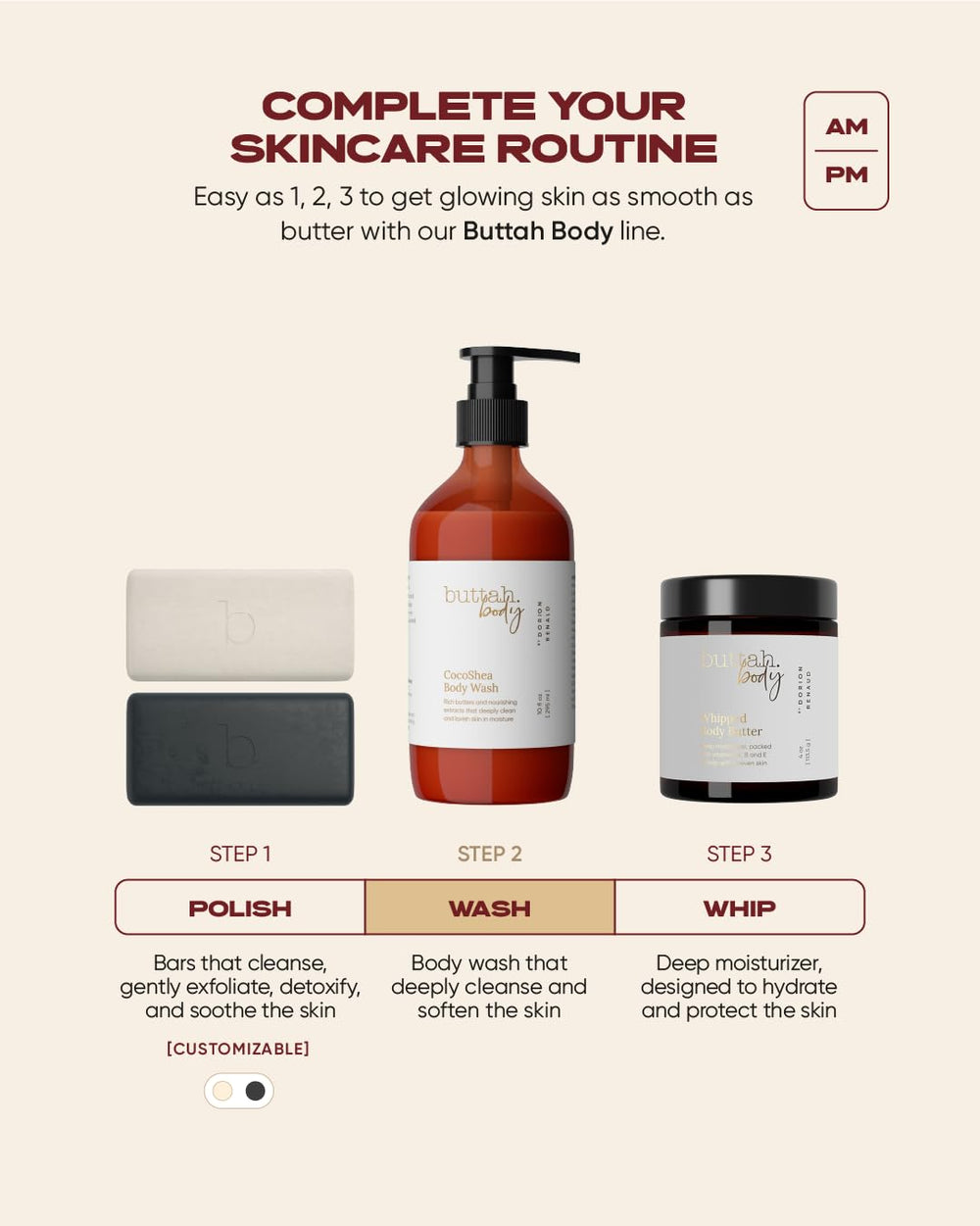 Buttah CocoShea Body Wash in bathroom setup evokes spa-like cleansing vibe.