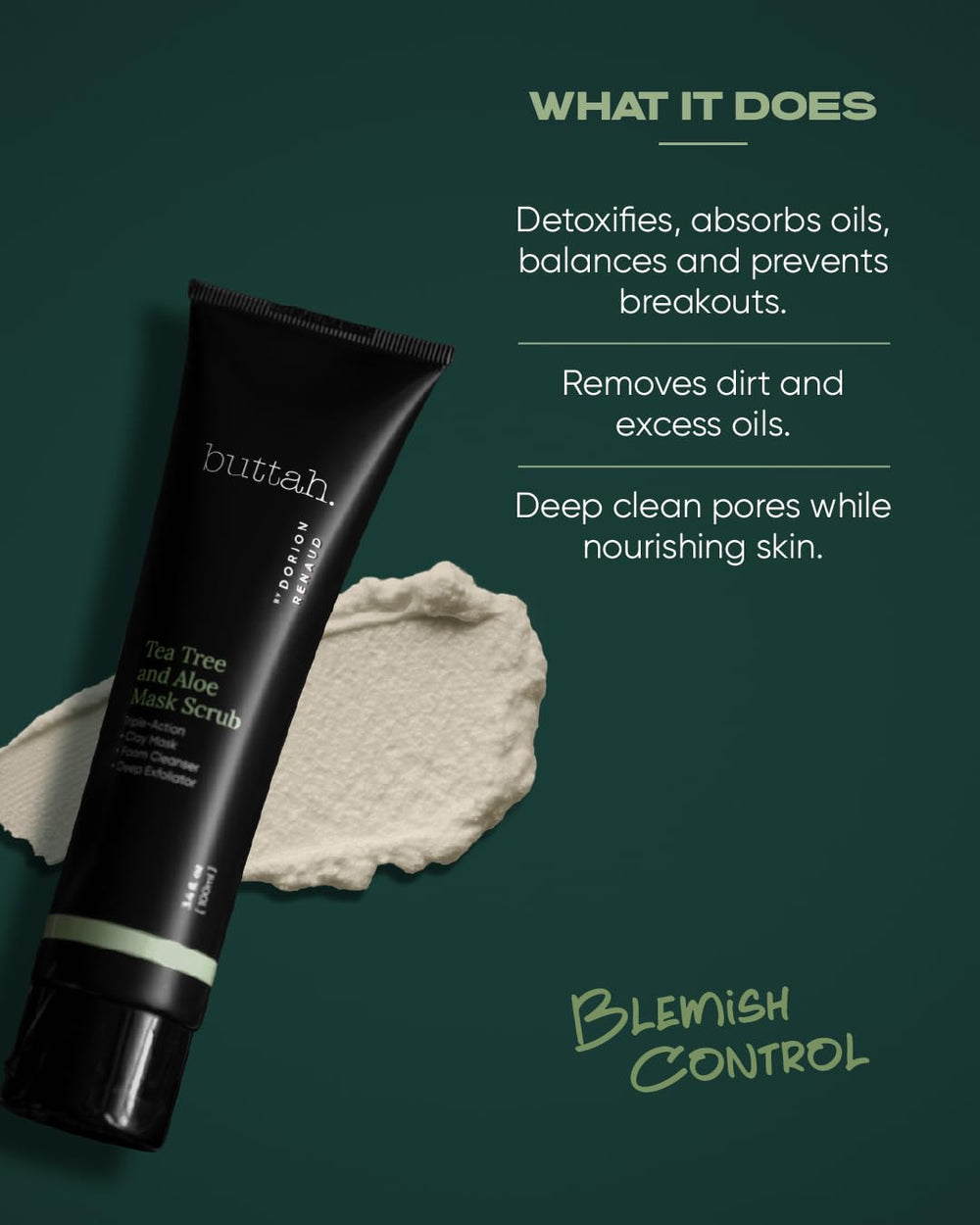 Buttah Exfoliating Scrub Eco-Beads close-up shows gentle polishing for radiant, smooth skin.