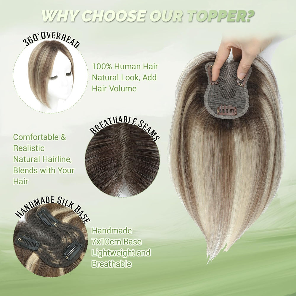 Butyway hair toppers middle-part clip image demonstrates secure three-clip design for all-day hold.