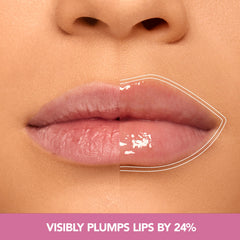 Buxom Full-On Lip Polish Sugar swatch emphasizing shimmering shine and long-lasting color.