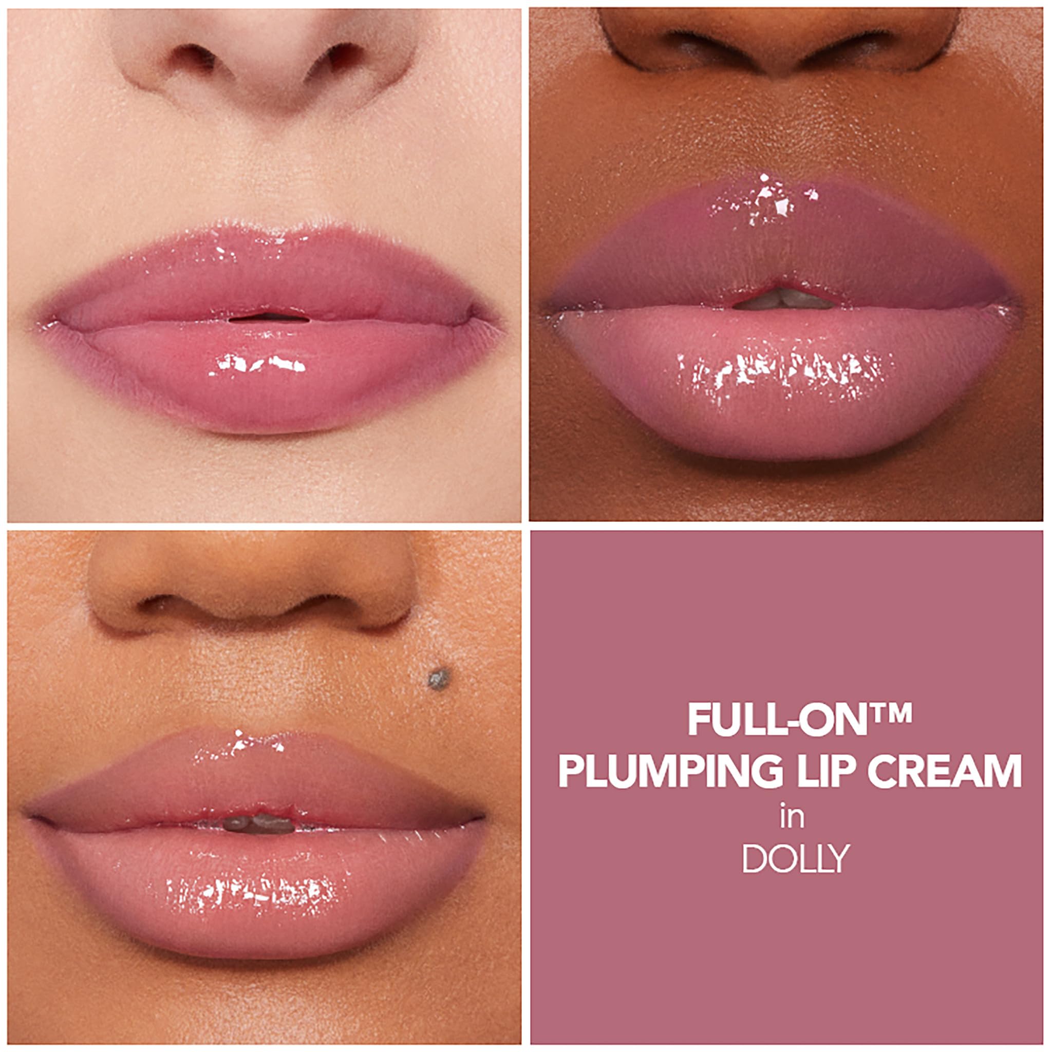 BUXOM Full-On Dolly tingling application demonstrates plump, high-shine color.