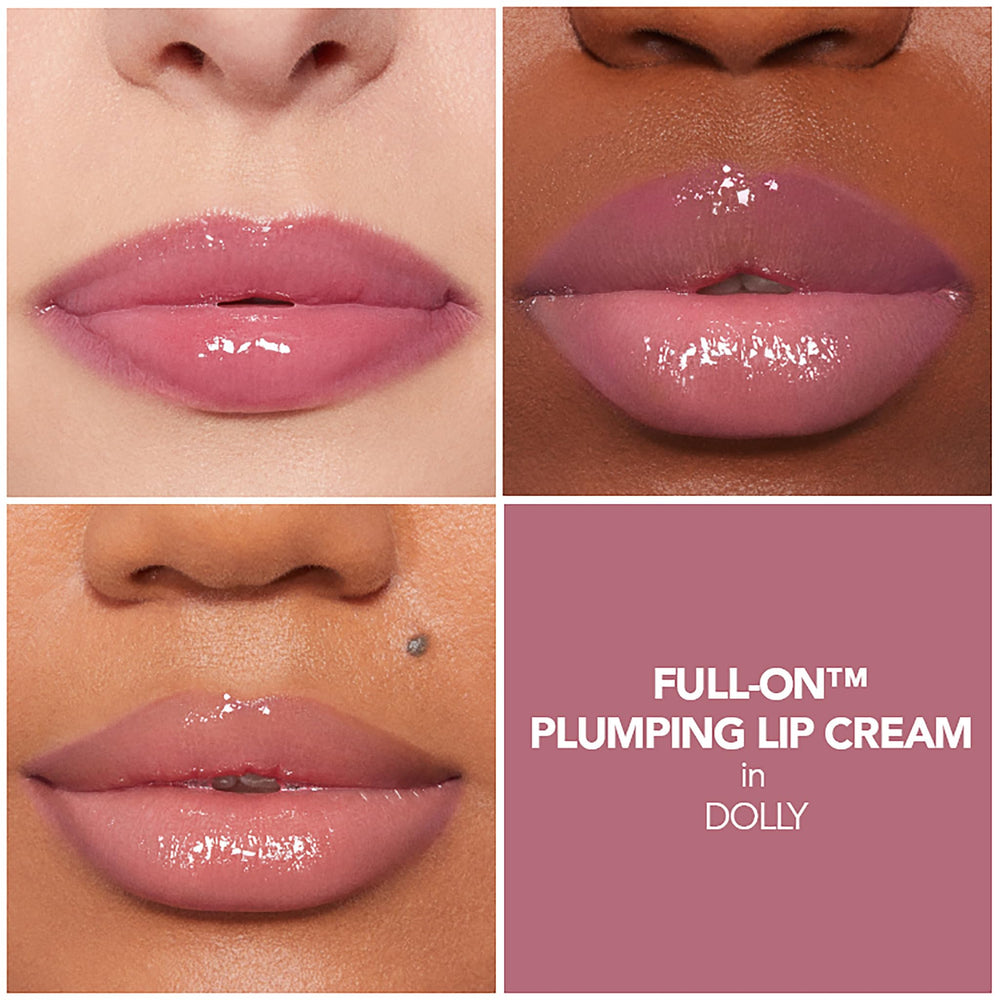 BUXOM Full-On Dolly tingling application demonstrates plump, high-shine color.