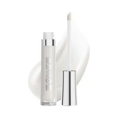 Buxom Dominique lip polish tube swatch showing plumping shine for fuller lips.