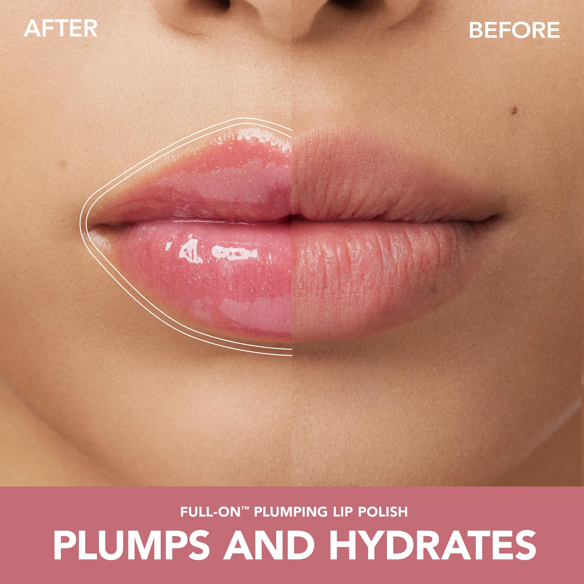 Buxom Kimberly on lips demonstrates high shine and voluminous look