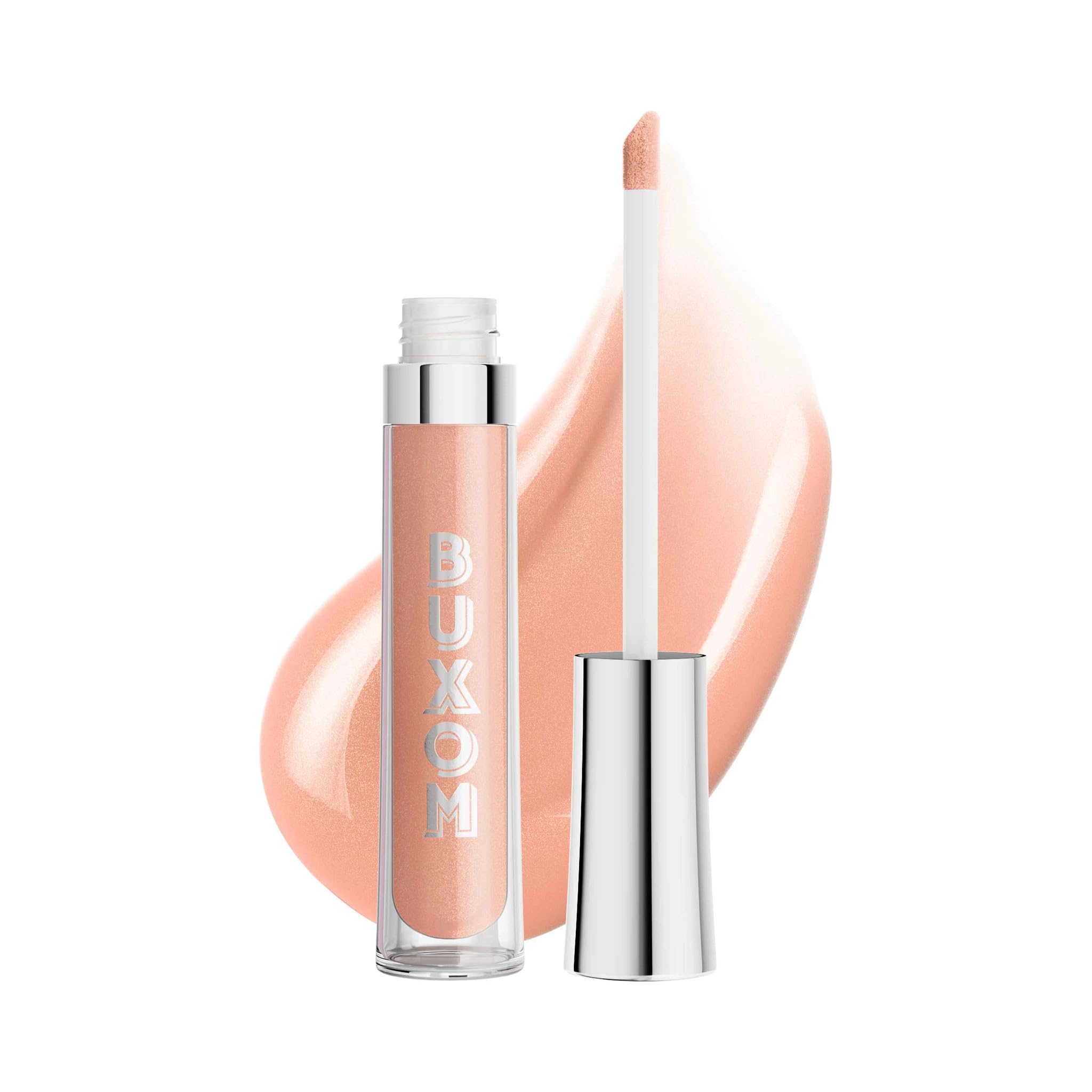 Buxom Samantha lip polish closeup showcases plumping shine and tingling sensation