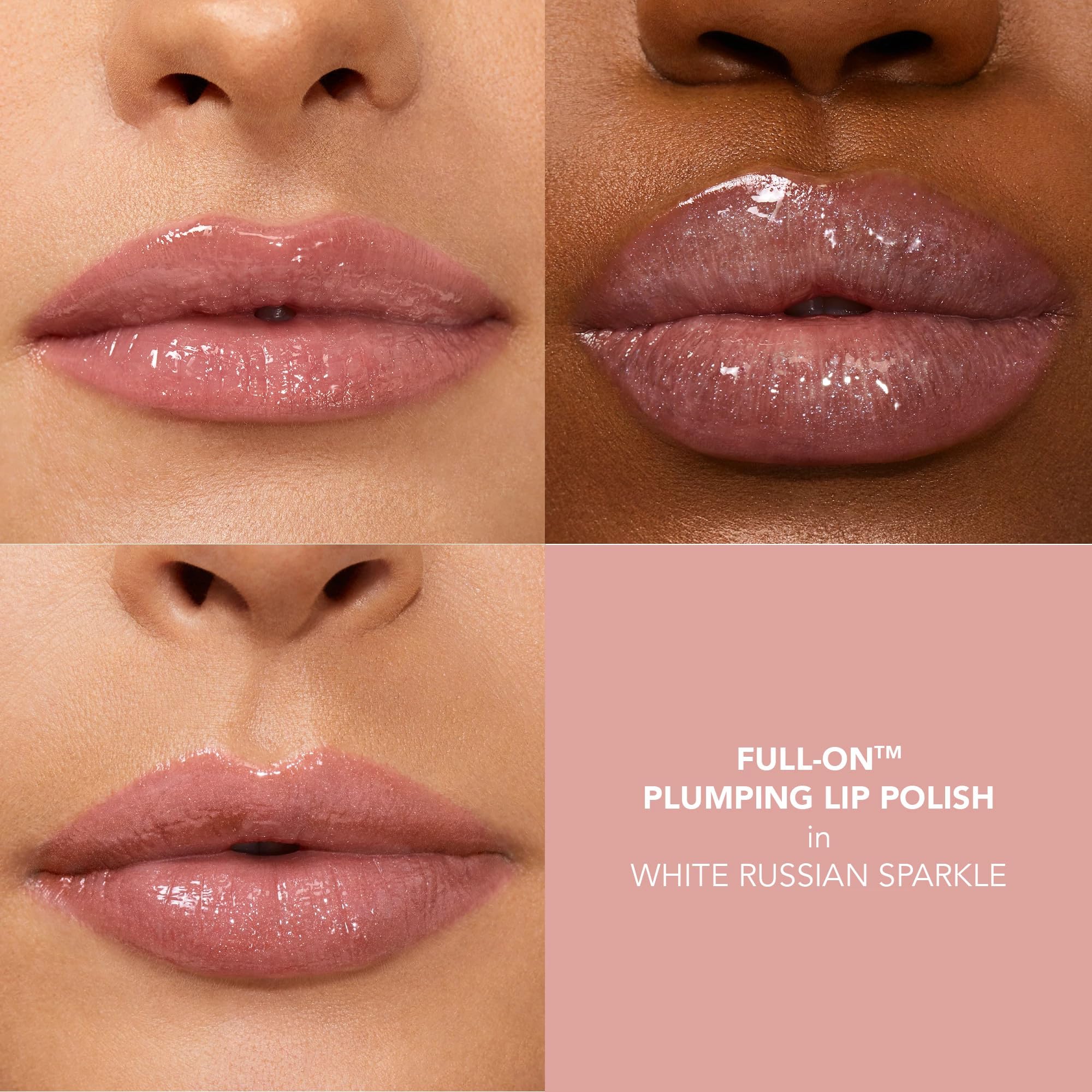 Buxom Full-On Lip Polish applicator close-up highlighting luxe glitter and smooth glide.