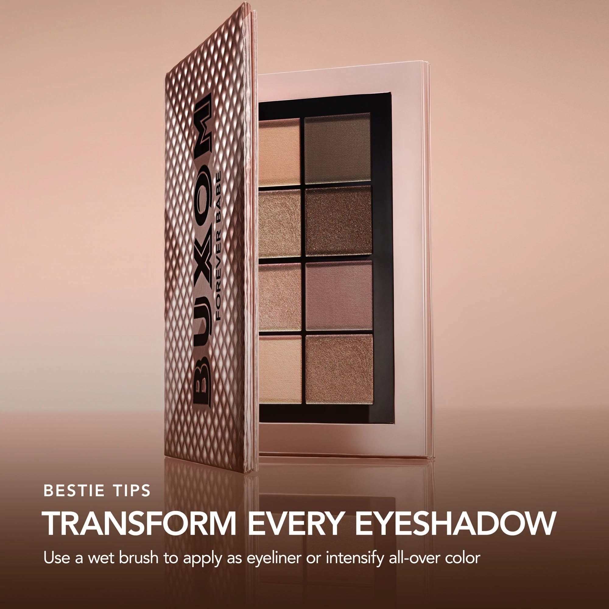 BUXOM Iconic Nudes compact packaging for travel-ready looks.