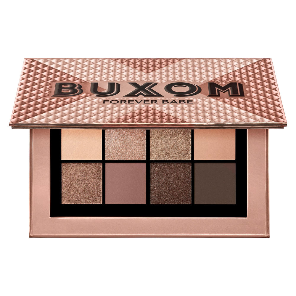 BUXOM Iconic Nudes palette open showing versatile day-to-night shades for all skin tones.