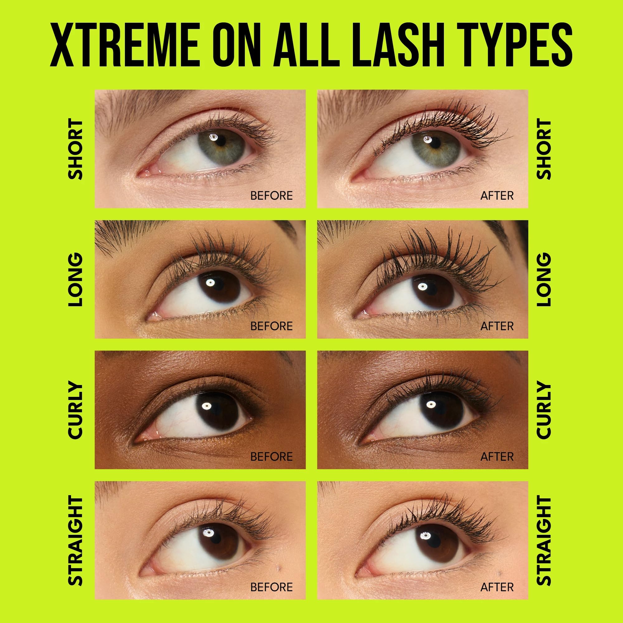 BUXOM Lash Xtension Lift Mascara curved wand highlights lift and definition for fanned lashes.