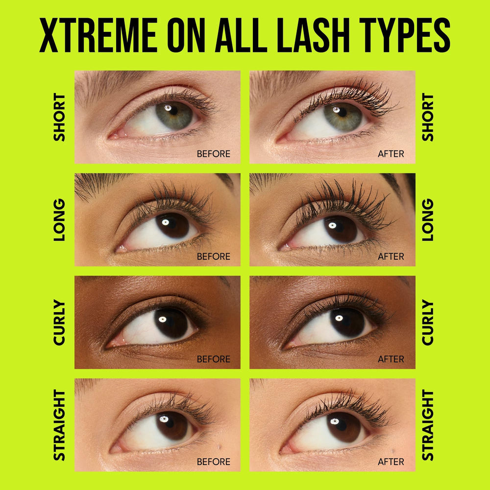 BUXOM Lash Xtension Lift Mascara curved wand highlights lift and definition for fanned lashes.
