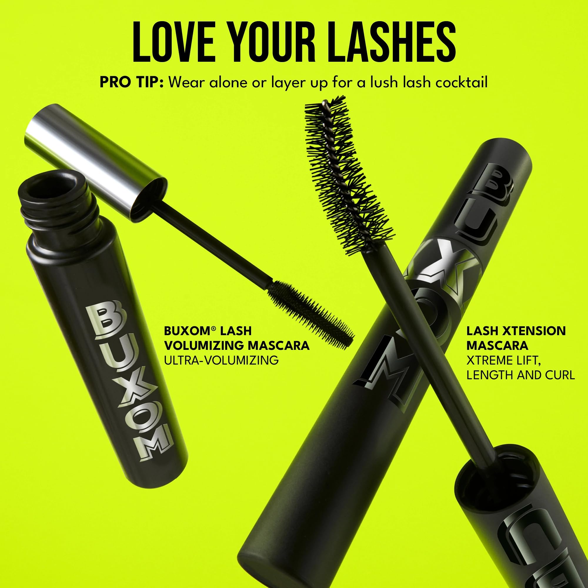 BUXOM Lash Xtension Lift Mascara shea butter and castor oil hydrate lashes during wear.