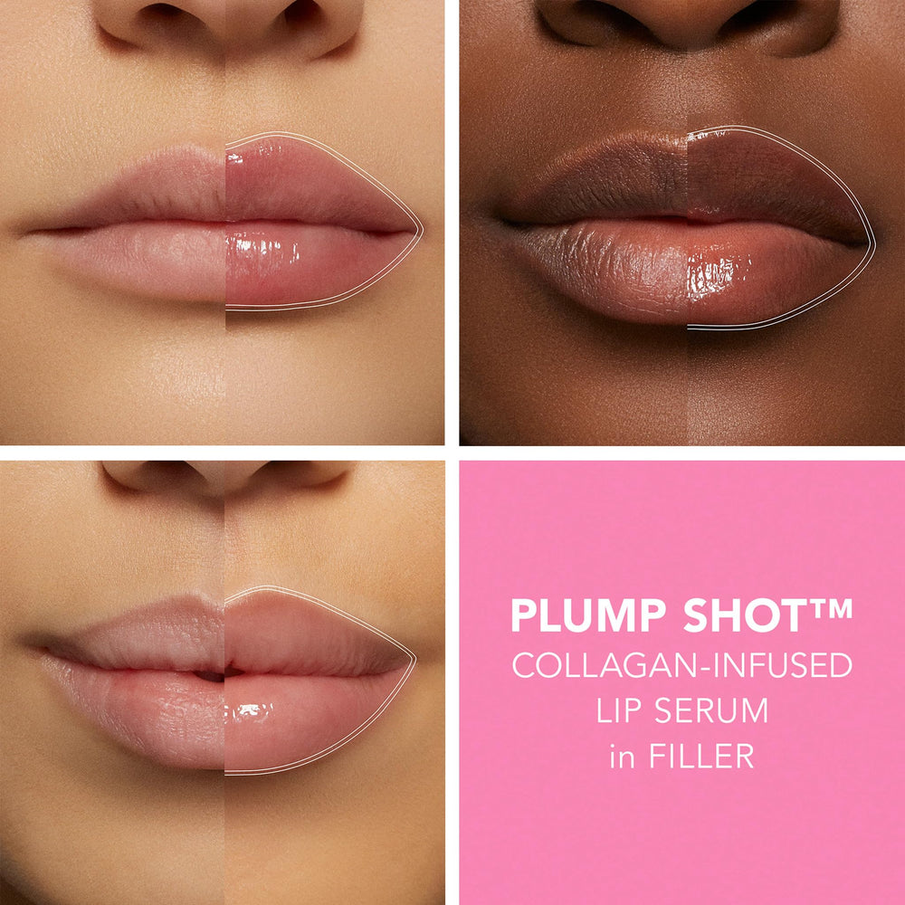 Buxom Plump Shot hyaluronic acid drop suggests hydration.