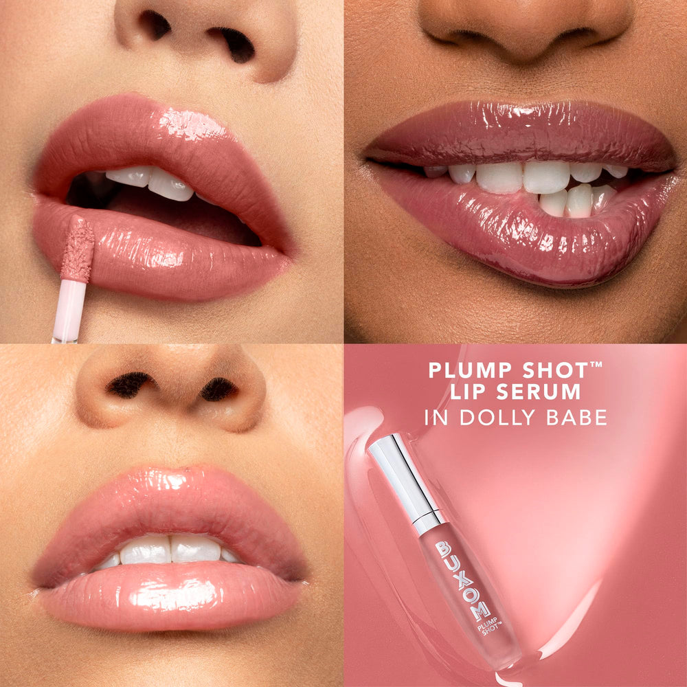 Buxom Dolly Babe swatch on lips shows sheer tint.
