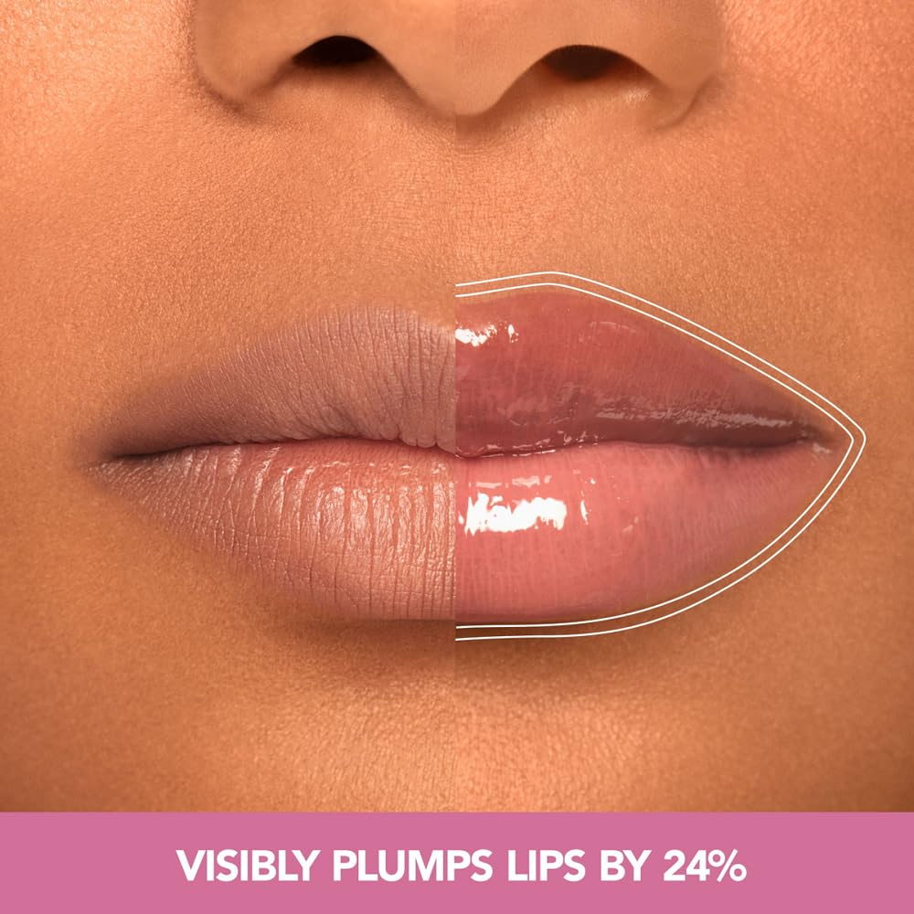 Buxom Plump Shot Lip Serum Flush close-up shows hydrating formula and smooth finish.