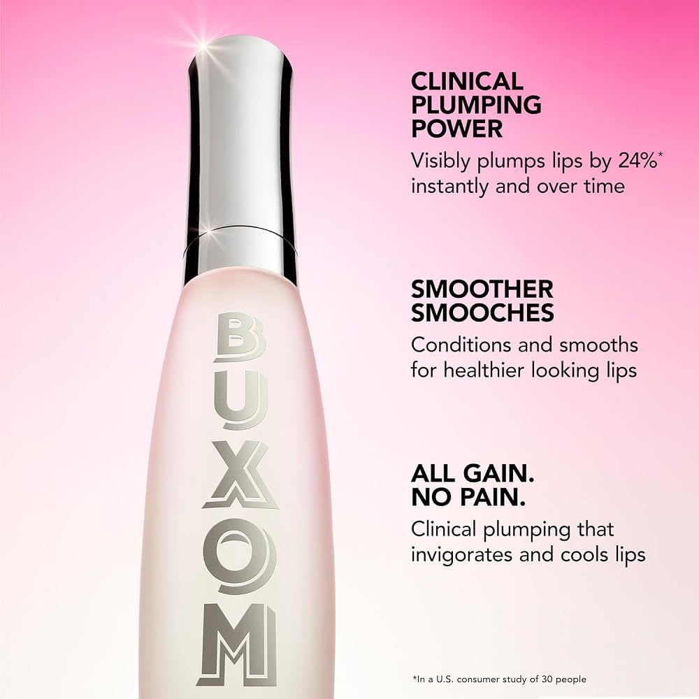 Buxom moisturizing oils suggesting smooth, comfortable lips.