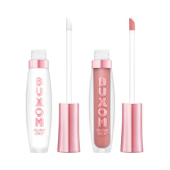 Buxom Plump Shot serum bottle close-up highlighting peptide-infused formula for fuller lips.