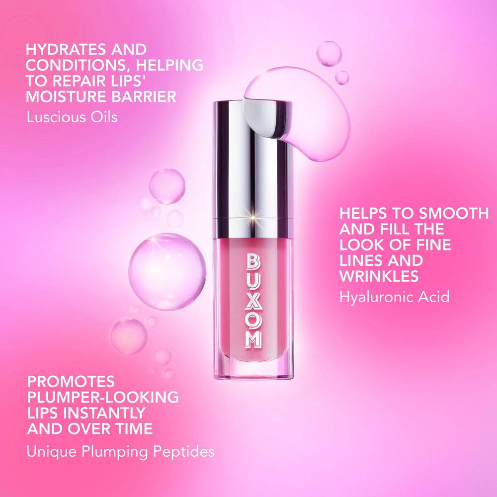 Buxom plush doe-foot applicator hugs lips for smooth, even application.